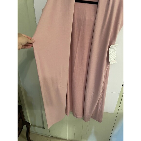 Onzie Sleeveless Hooded Duster Dusty Rose Sweatshirt Athleisure Pen Mark On Hood - Picture 5 of 9